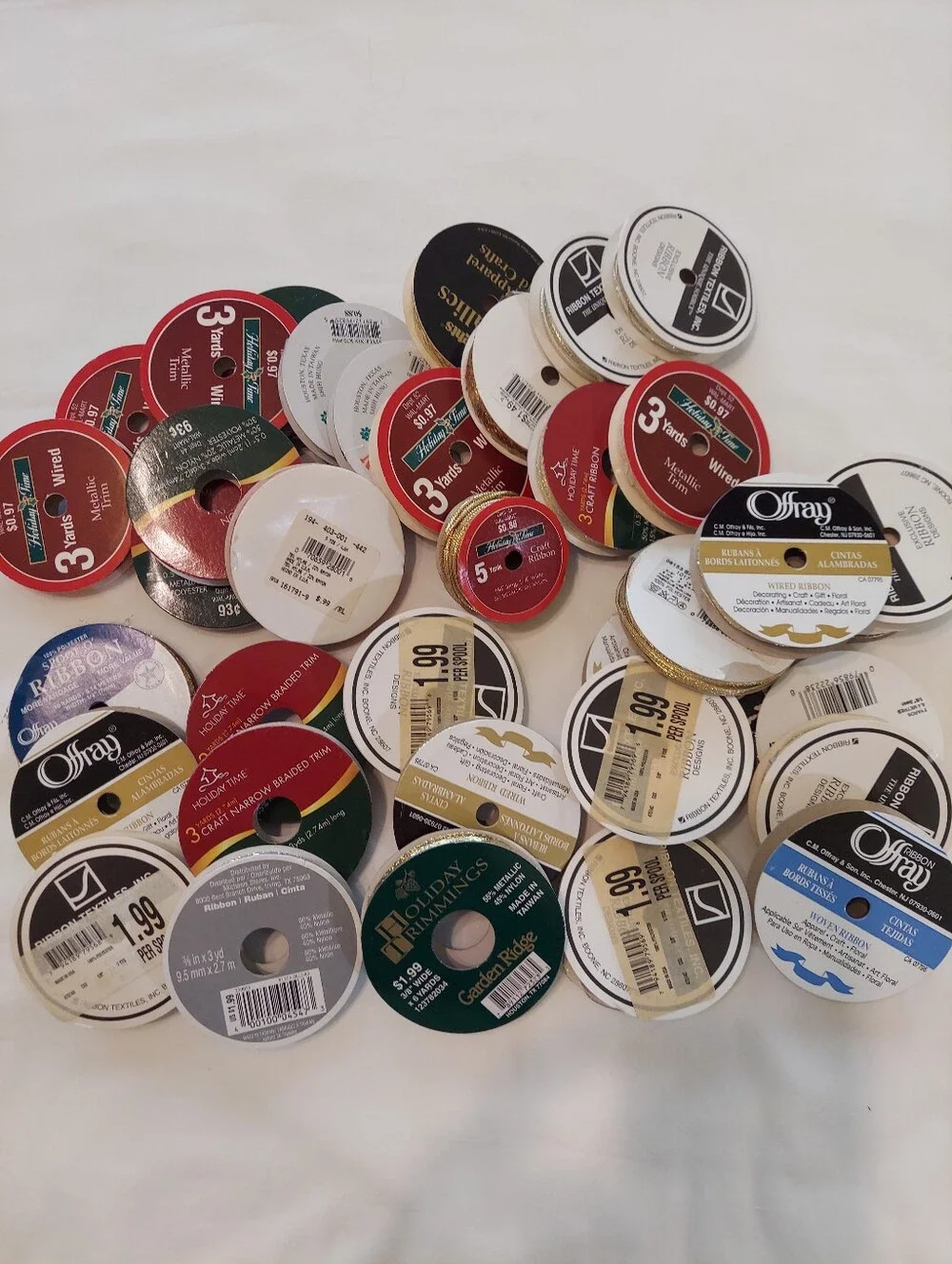 New Decorative Crafting Ribbon(36 Rolls), Variety Colors, Widths, Wired, Trims,